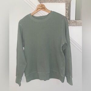 Everlane Sage Green Organic Cotton Long-Sleeve Waffle Knit Tee Sz S